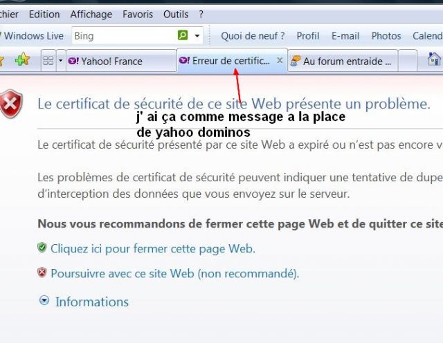 internet explorer rencontre probleme